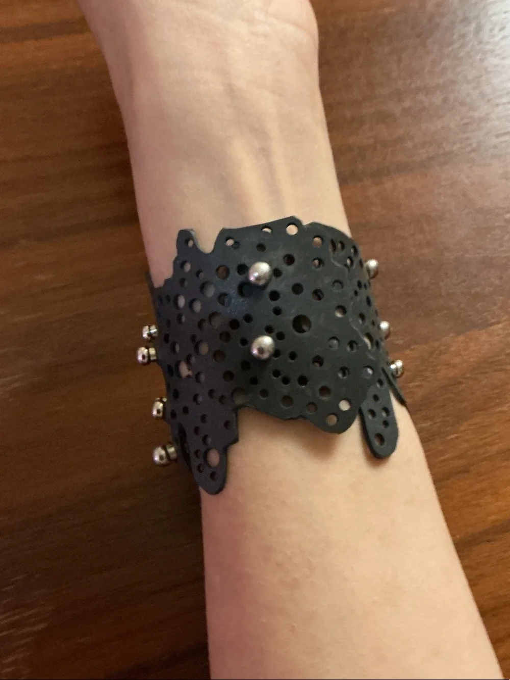 Artisan Made Vegan Leather Cuff Bracelet with Studs